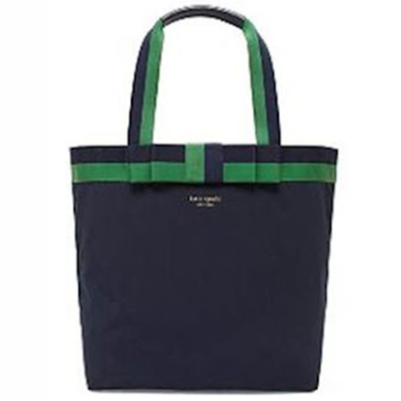 Kate Spade New York Barrow Street Bon Shopper Large Tote Midnight Blue Green - Picture 1 of 10